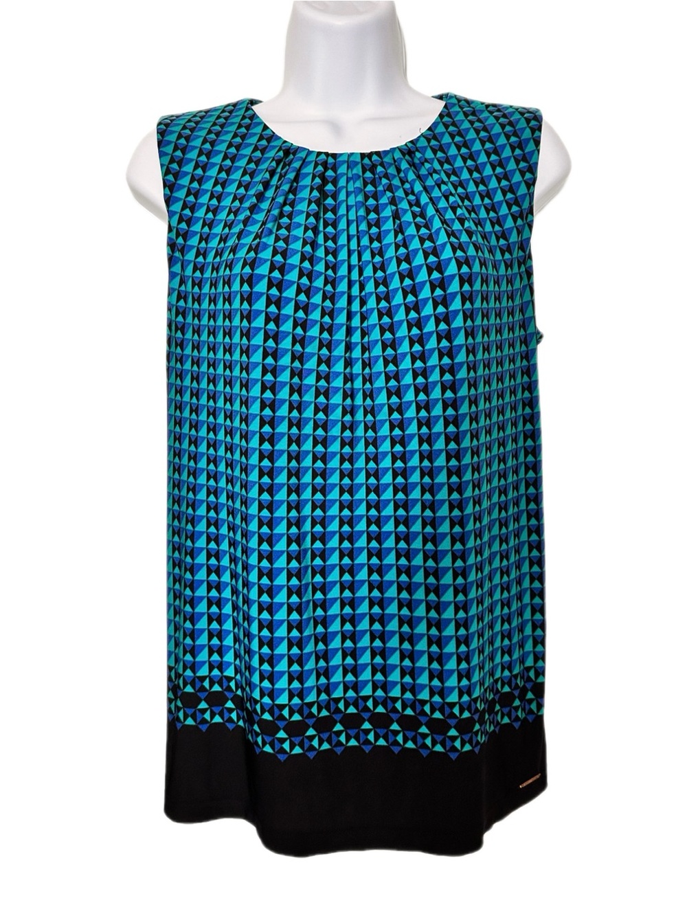 Calvin Klein Teal & Black Geometric Sleeveless Camisole